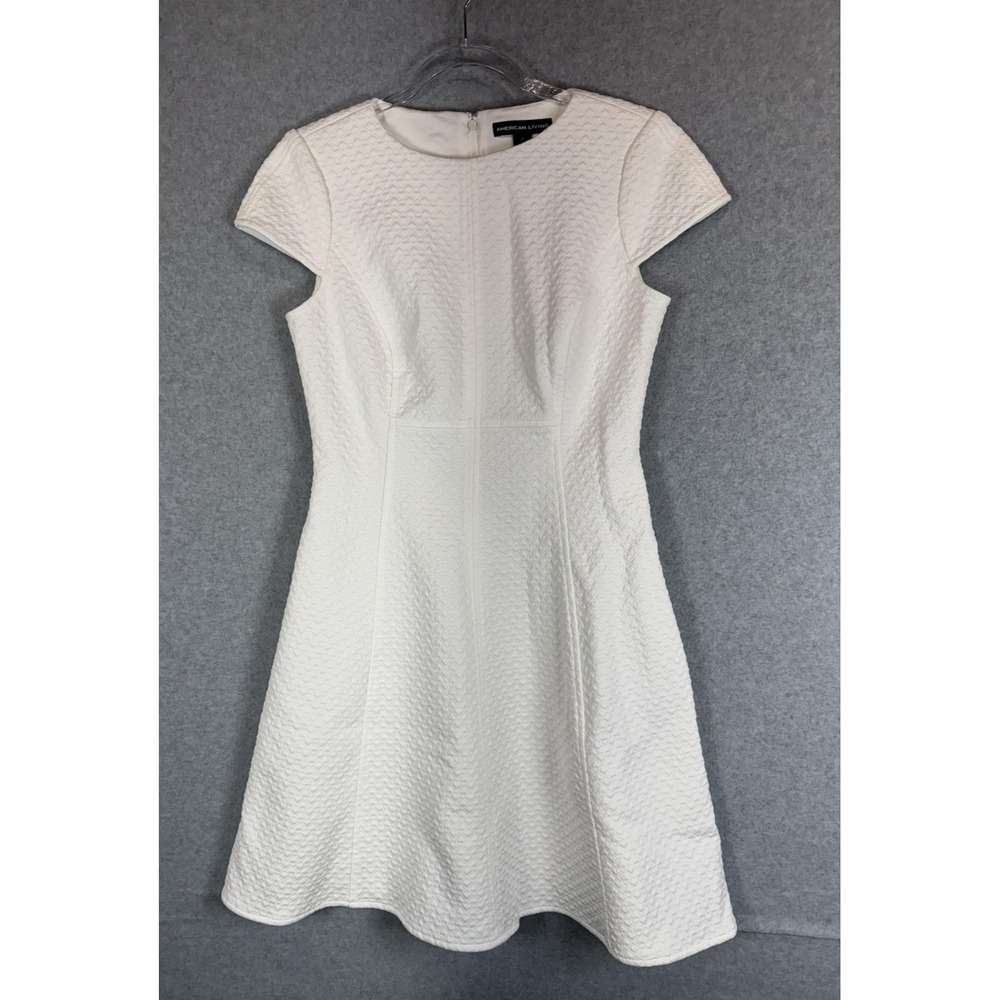 American Living Dress Womens 6 Textured Fit & Flare‎ Short Sleeve Party Cocktail